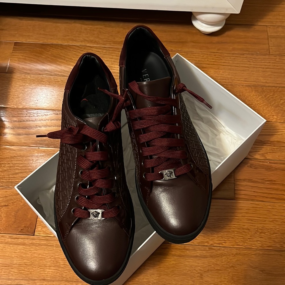 Versace burgundy red men casual sneakers size EU 44